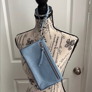 Coach Light Blue Leather Wristlet